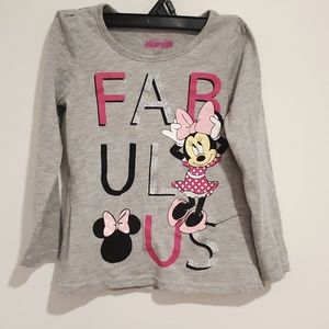 DISNEY Minnie Mouse Gray long sleeve glitter embellished top sz. 5